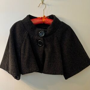 Karlie Cropped Wool Cape Heather Gray Size Large Fits Like a S/M
